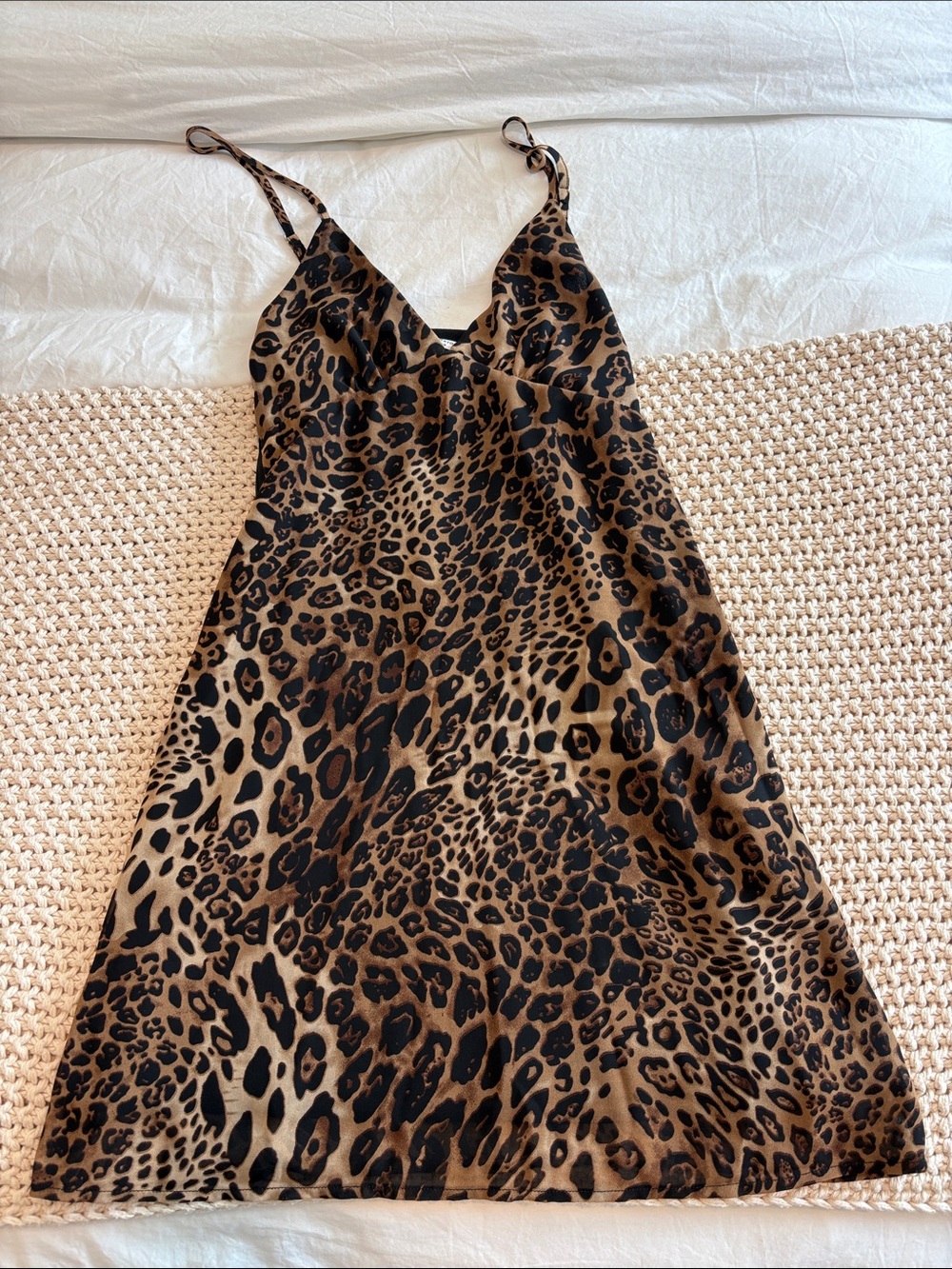 Peppermayo Leopard-Print Slip Dress in Brown and Black